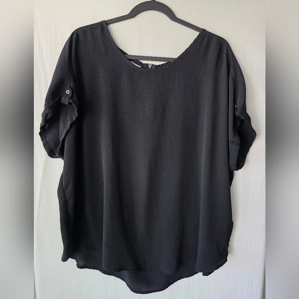 Maurices Black Chiffon Zipper Back Top Plus Size Goth Corpcore Chic